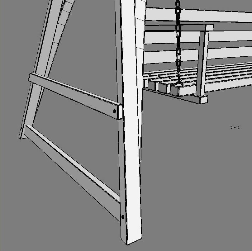 Multiple Seats Wooden Swing 1 3D model_5