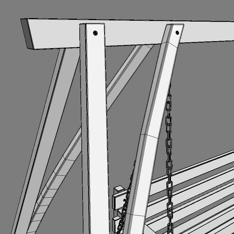 Multiple Seats Wooden Swing 1 3D model_6