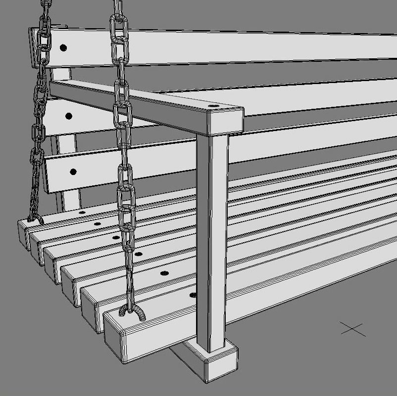 Multiple Seats Wooden Swing 1 3D model_4