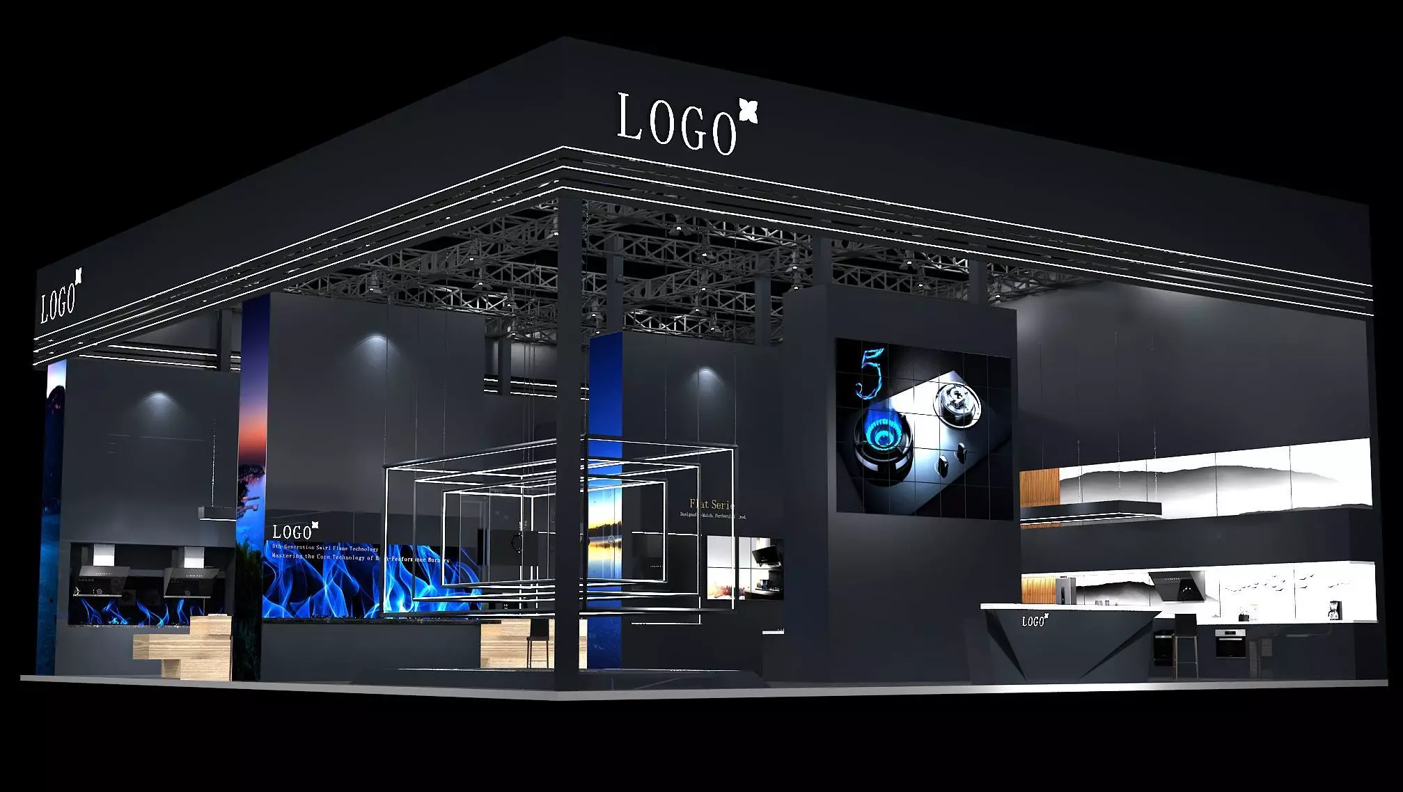 Modern Black Tech Exhibition Booth Design 3D model