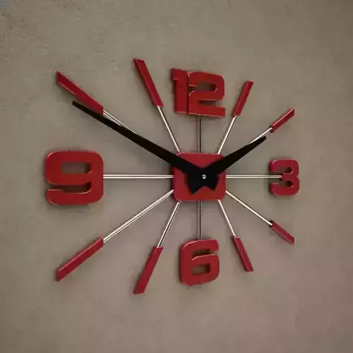 Red and White 4 Digits Wall Clock 10 3D model