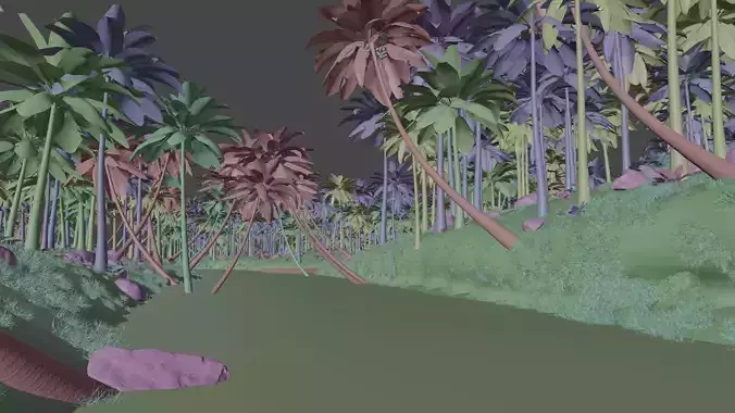 Tropical Palm Forest Environment with Realistic Coconut Trees 3D model 4