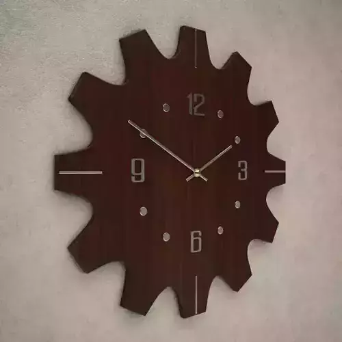 Dark Wood Wall Clock 05 3D model