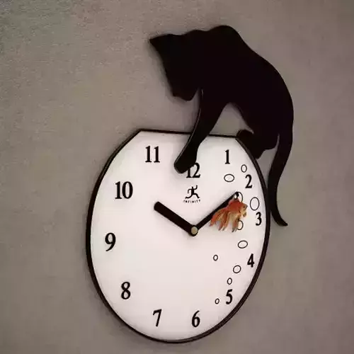 Playing Cat Wall Clock 04 3D model
