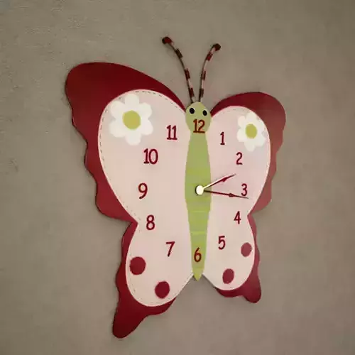Butterfly Shape Wall Clock 03 3D model