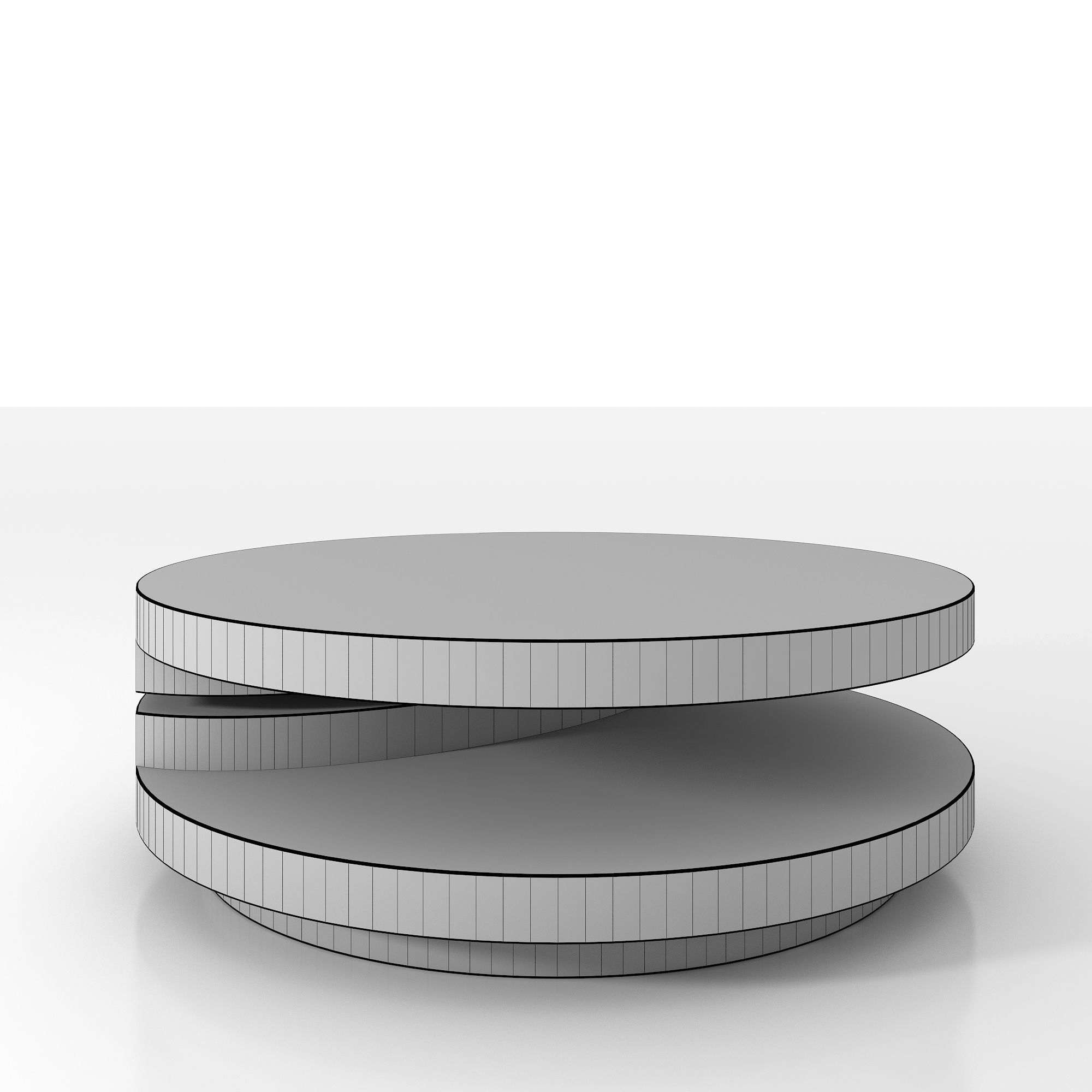 High Gloss White Modern Swivel Coffee Table 3D model_5