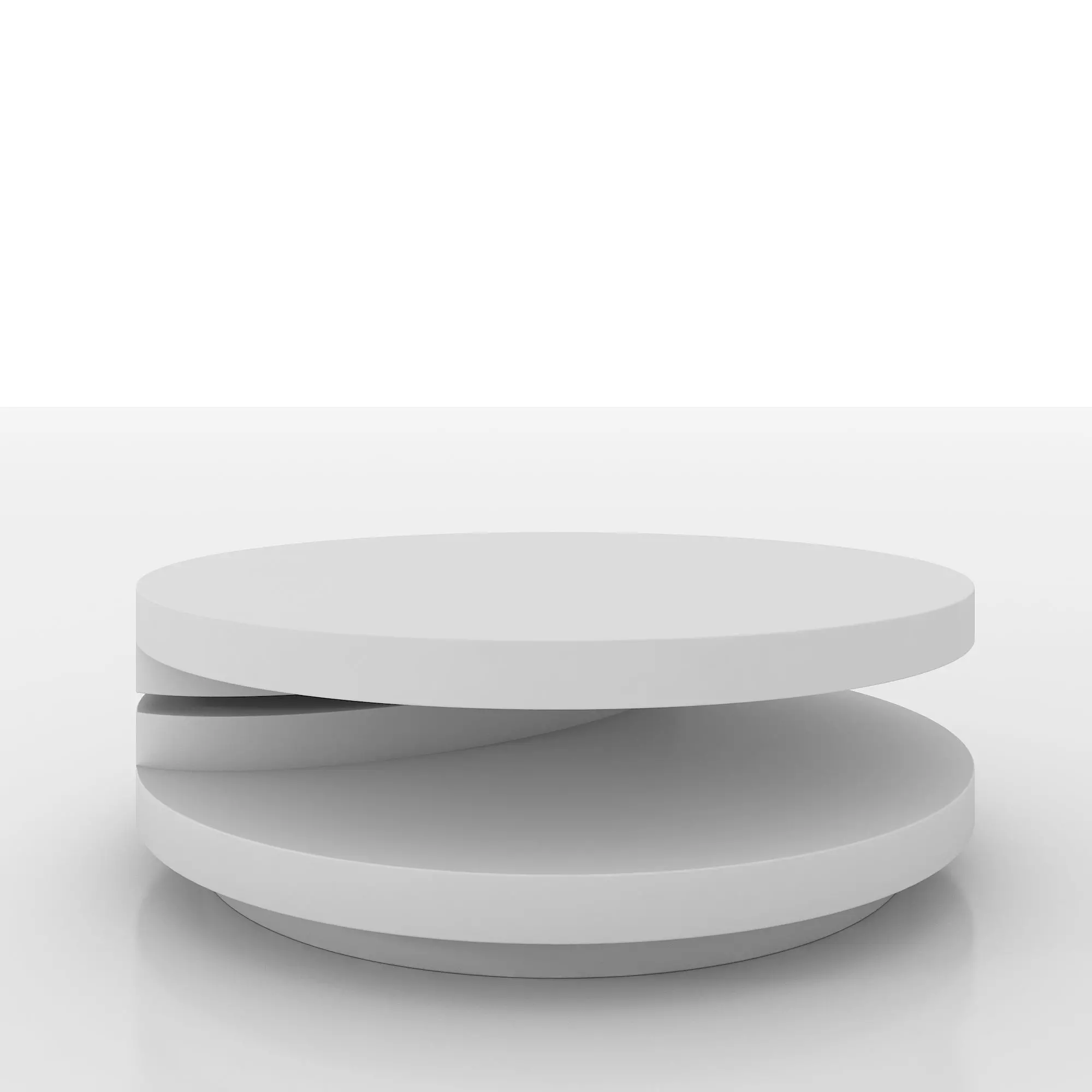 High Gloss White Modern Swivel Coffee Table 3D model_0