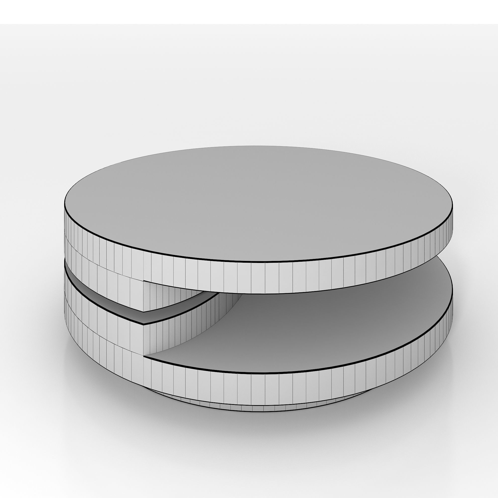 High Gloss White Modern Swivel Coffee Table 3D model_6