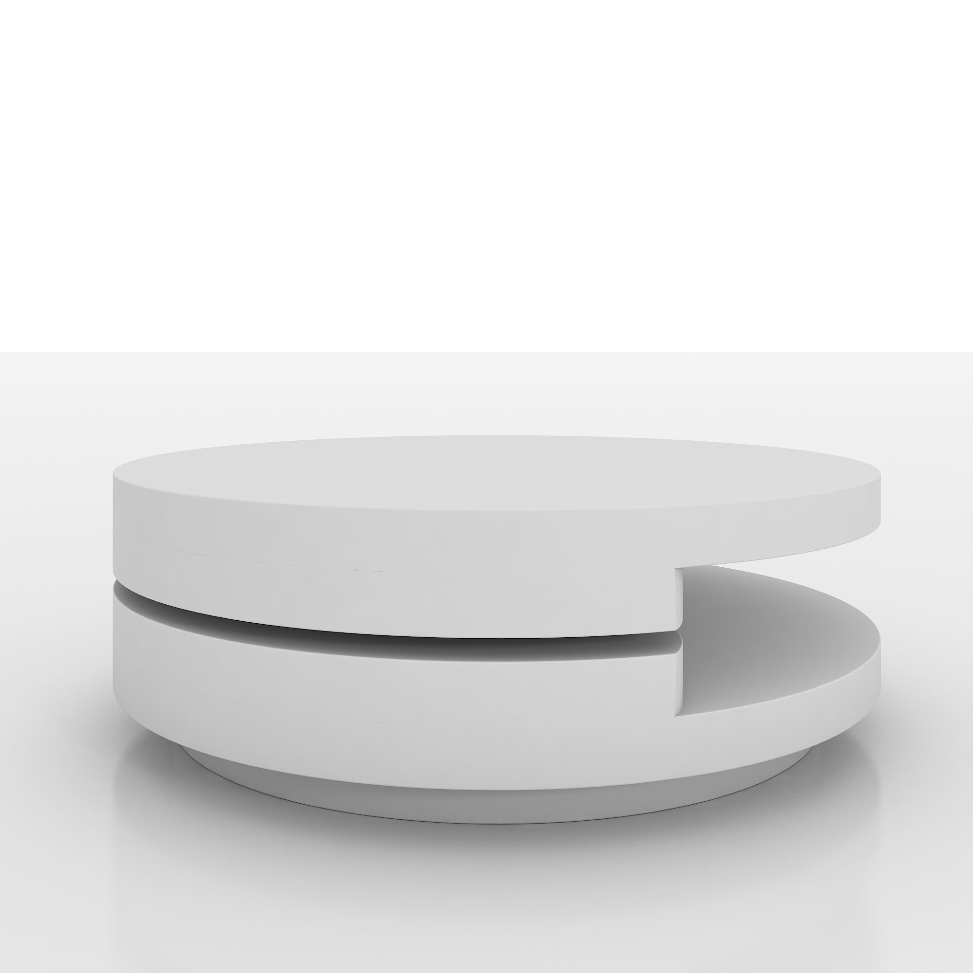 High Gloss White Modern Swivel Coffee Table 3D model_2