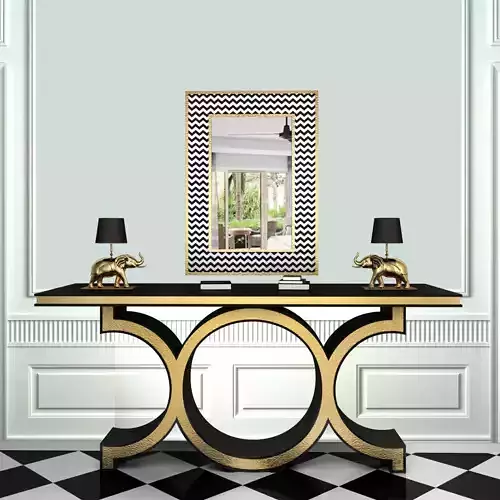 console gold table with mirror