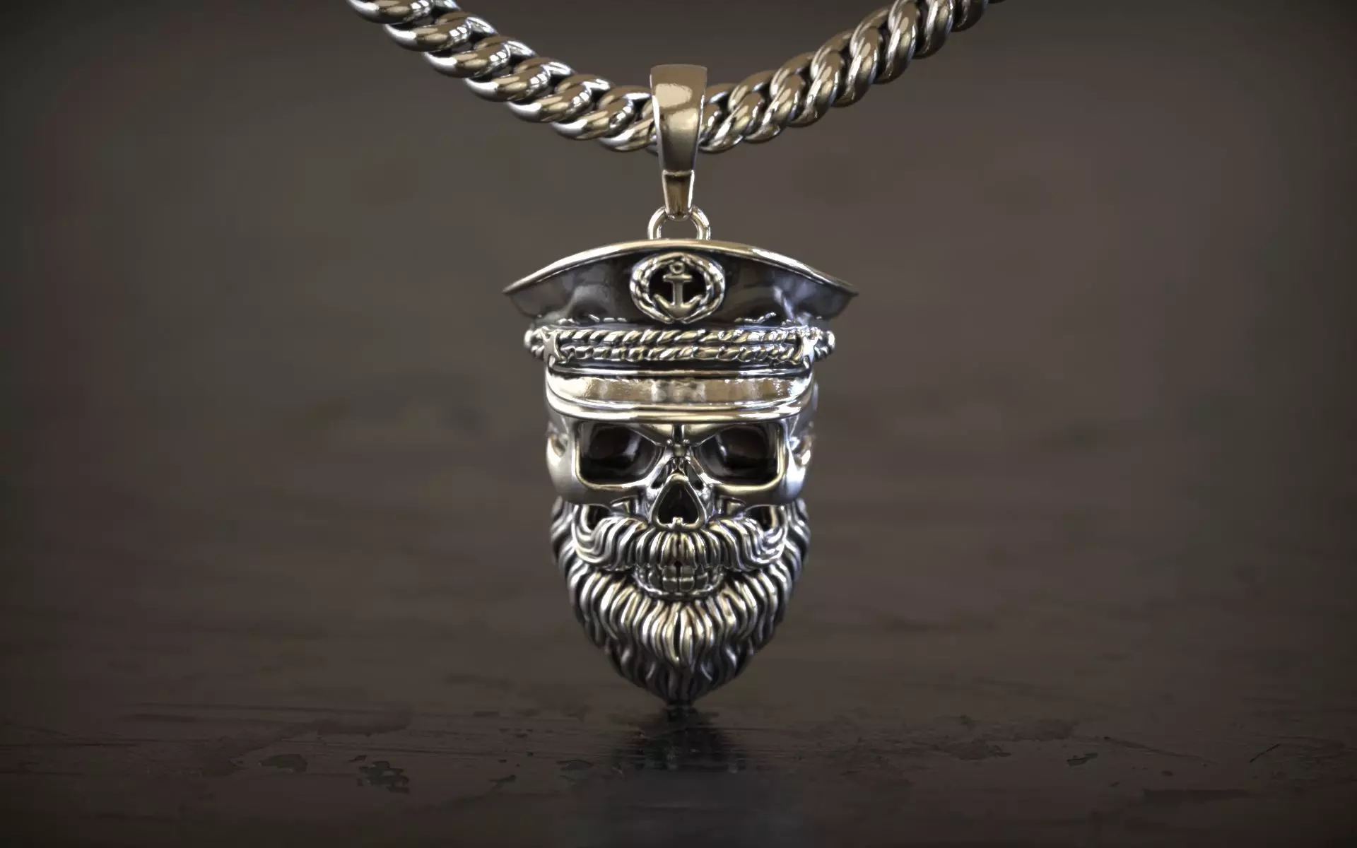 Captain Skull Beard Pendant 3D print model