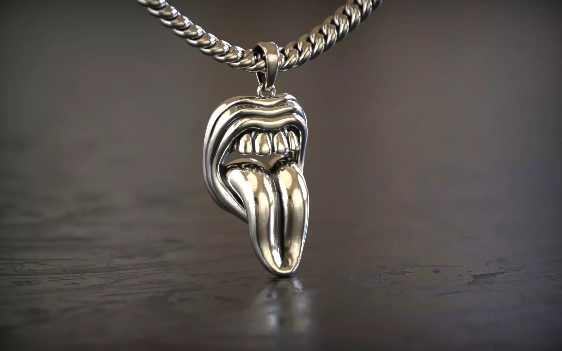 Savage Tongue Mouth Pendant 3D print model
