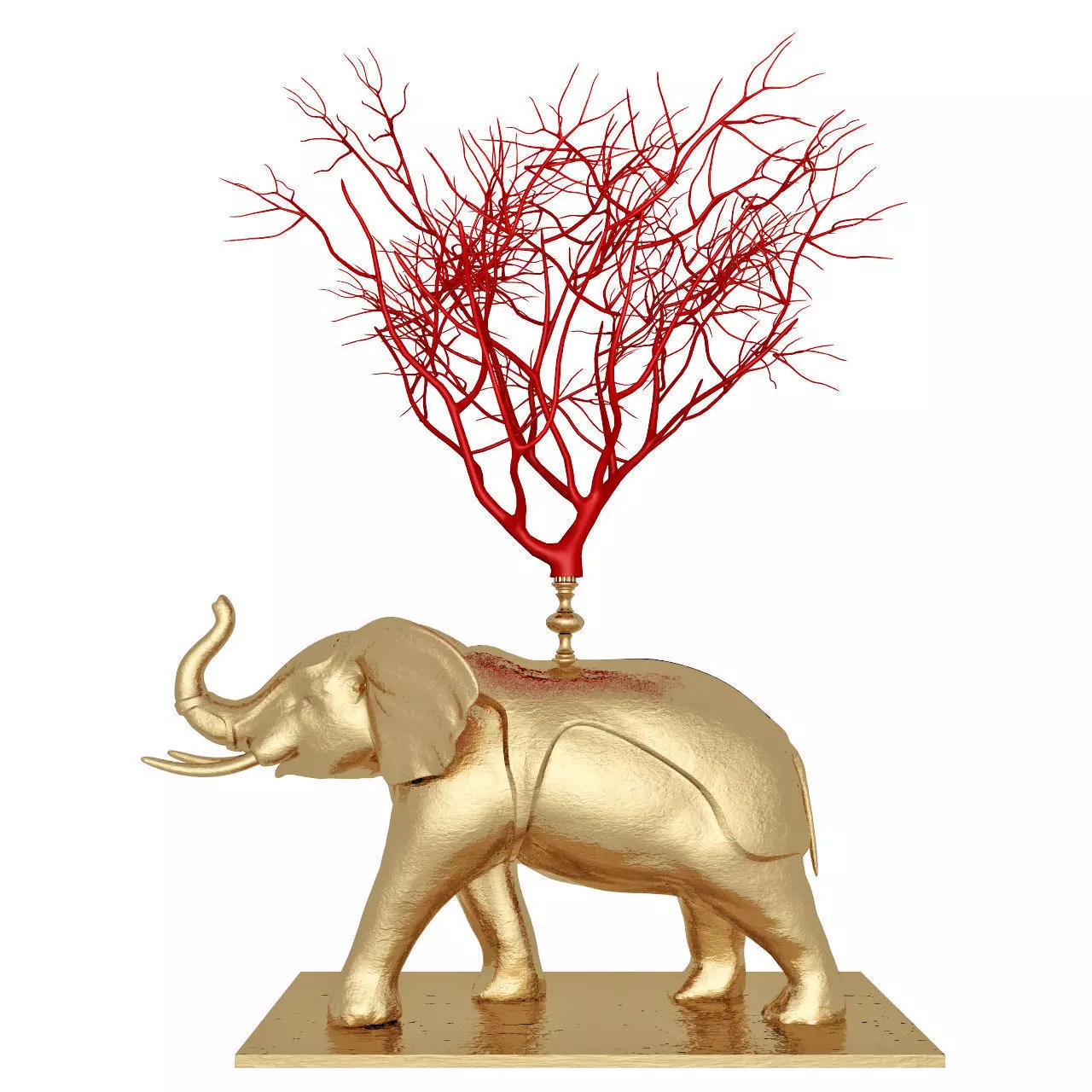 decorative set elephant with tree 3D model_0