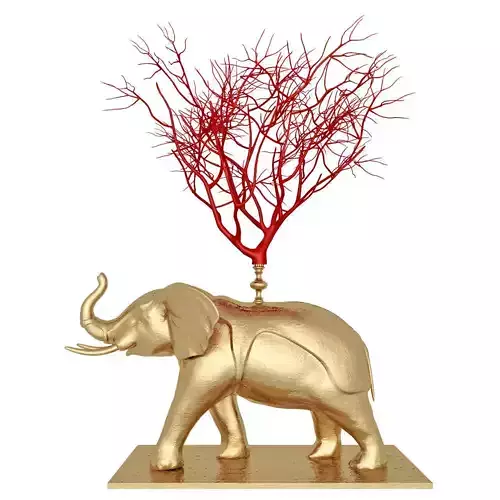 decorative set elephant with tree 3D model