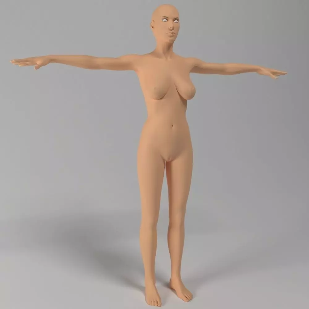 female body base mesh Low-poly 3D model_0