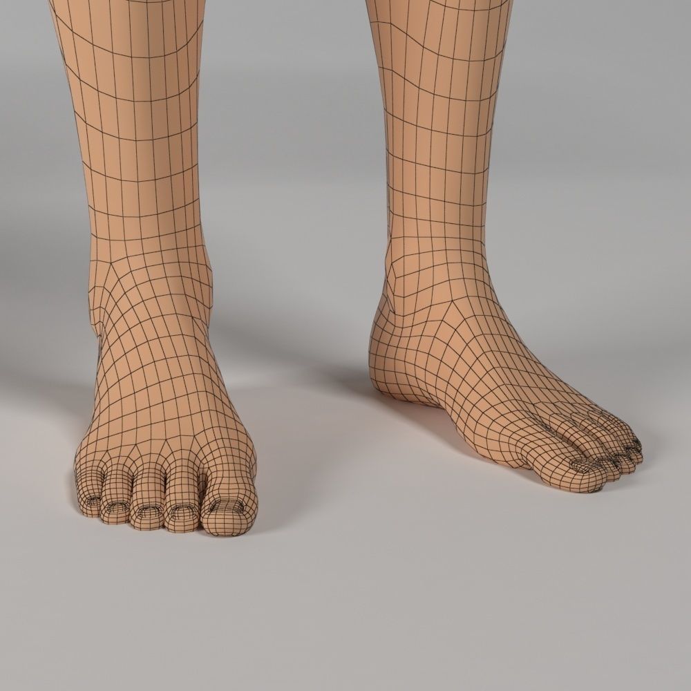female body base mesh Low-poly 3D model_10