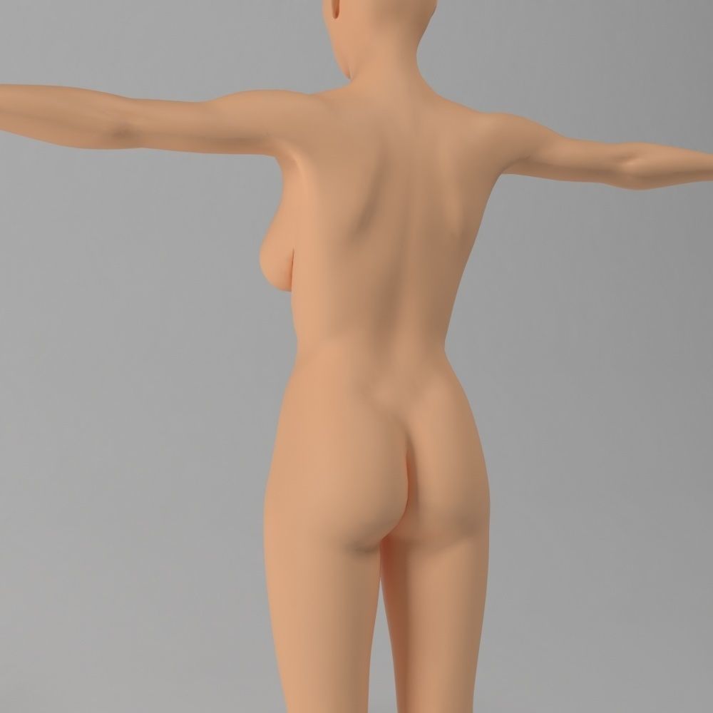 female body base mesh Low-poly 3D model_7