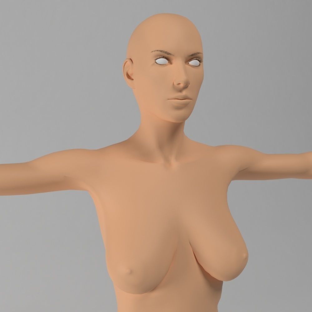 female body base mesh Low-poly 3D model_2