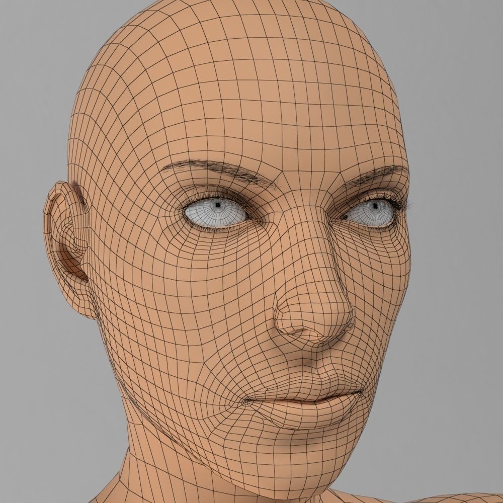female body base mesh Low-poly 3D model_12