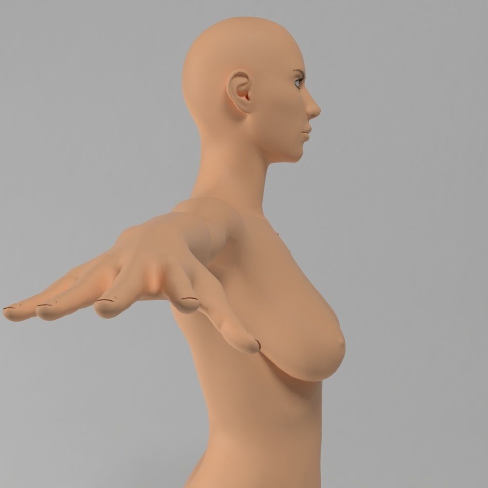 female body base mesh Low-poly 3D model_6