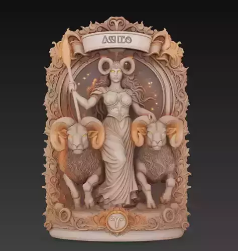 Aries Zodiac Relief Medallion