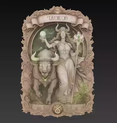 Taurus Zodiac Relief Medallion