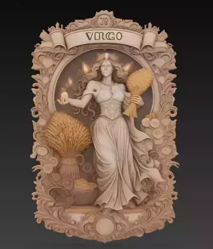Virgo Zodiac Relief Medallion