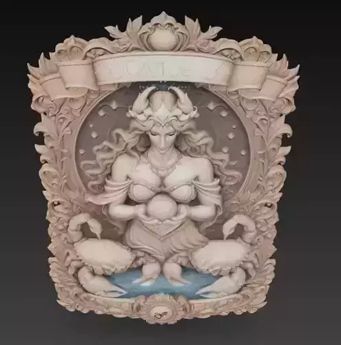 Cancer Zodiac Relief Medallion