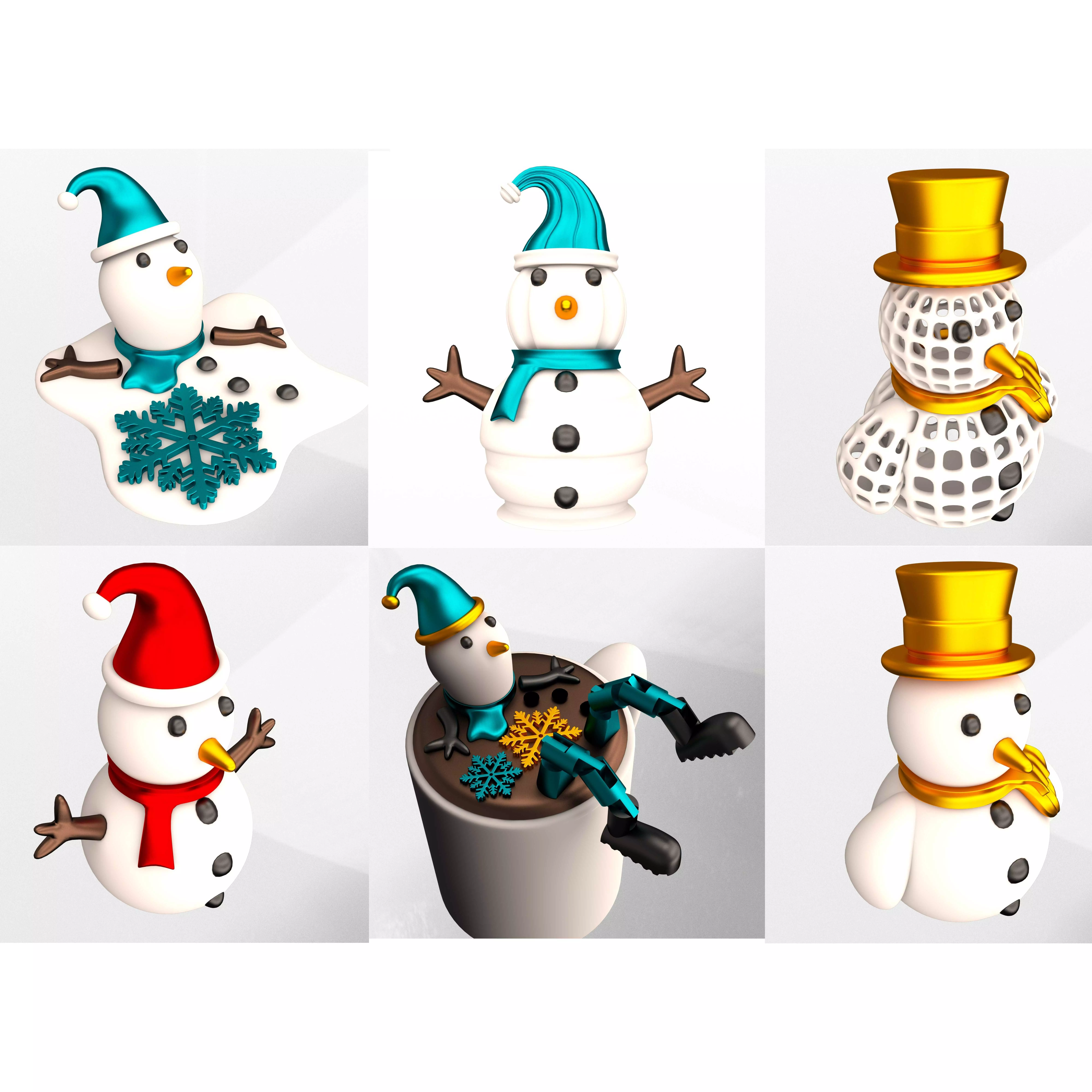 Christmas Snowman 3D Printable Collection Decor and Gift Models 3D print model