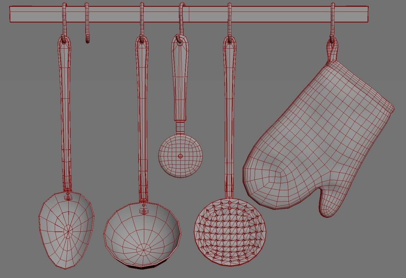 Ladles hanging up 3D model_3