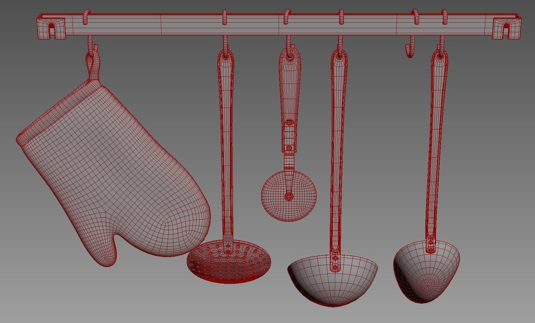 Ladles hanging up 3D model_4