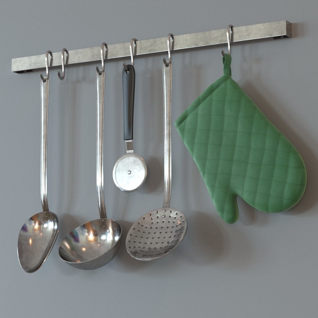 Ladles hanging up 3D model_1