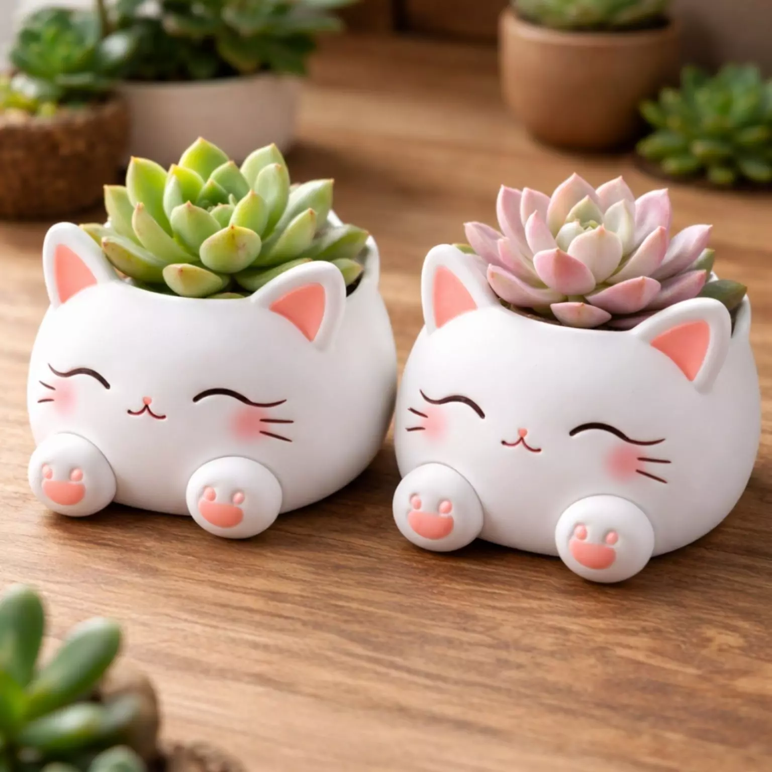 Cute Cat Planter 3D Printable STL Succulent Pot Easy Print 3D print model