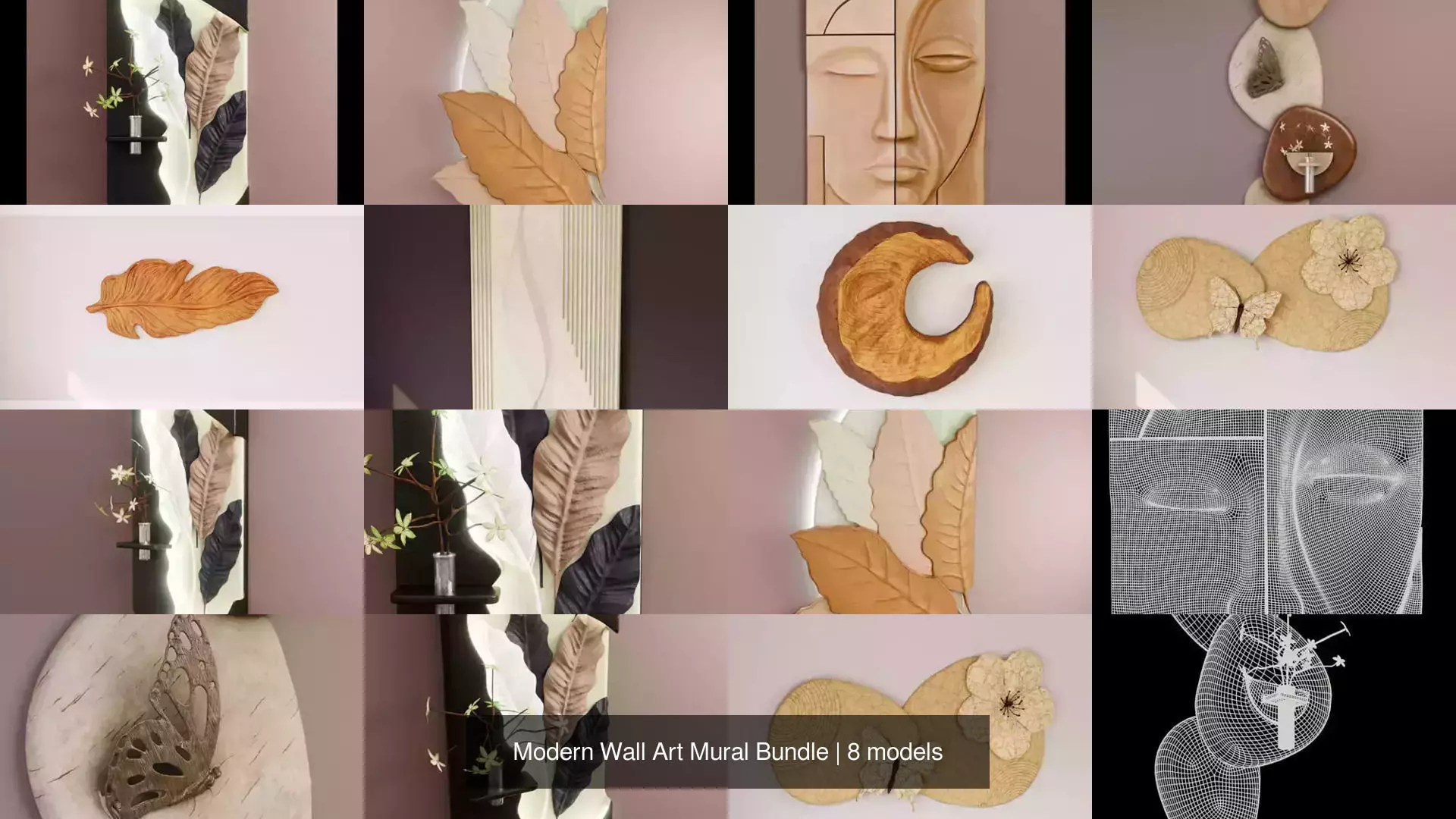 Modern Wall Art Mural Bundle 3D Model Pack
