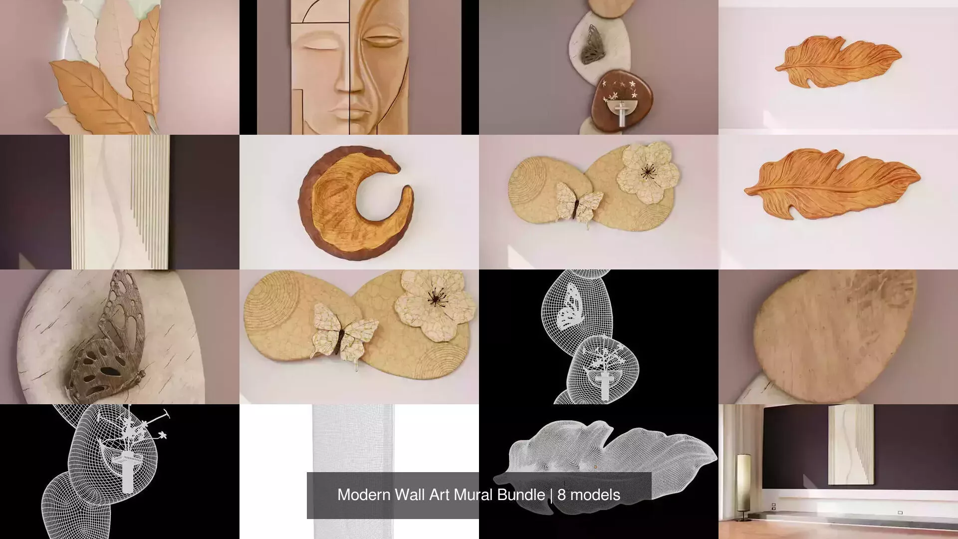 Modern Wall Art Mural Bundle 3D Model Pack