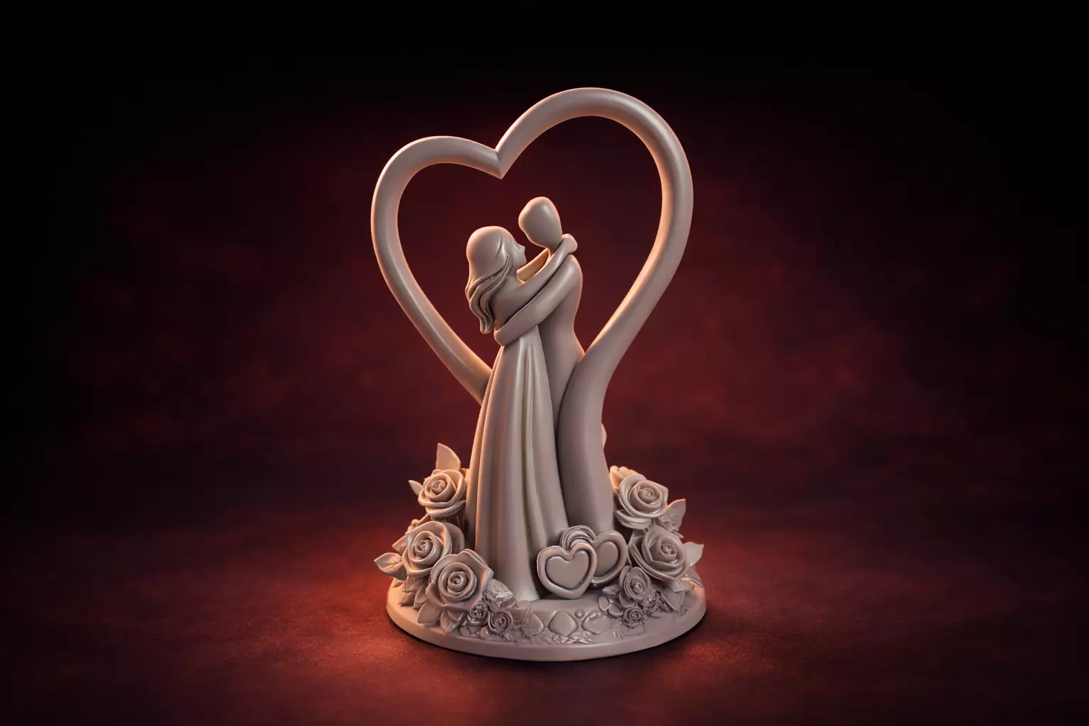 Romantic Couple Heart Anniversary Love Statue Valentine 3D print model