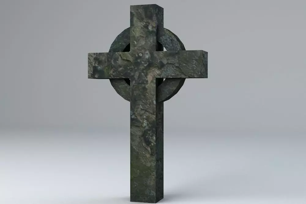 Gravestone 2 Low Poly celtic cross Low-poly 3D model_0