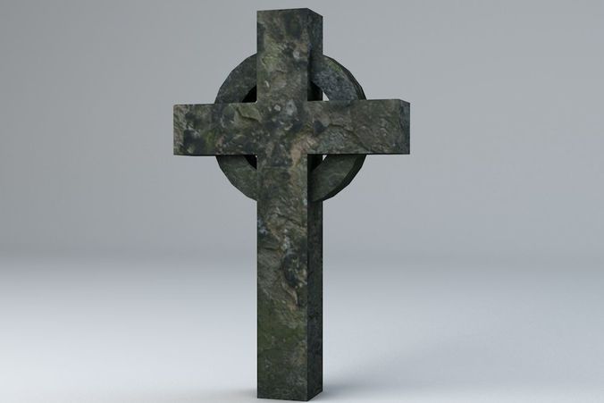 Gravestone 2 Low Poly celtic cross Low-poly 3D model