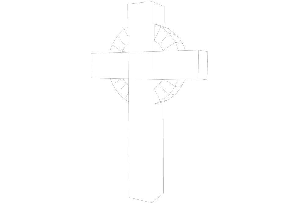 Gravestone 2 Low Poly celtic cross Low-poly 3D model_2