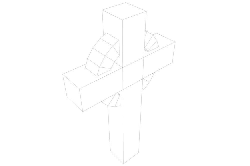 Gravestone 2 Low Poly celtic cross Low-poly 3D model_3