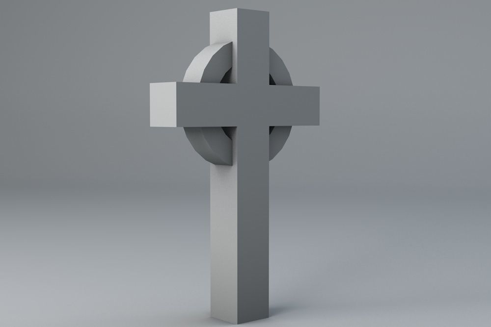 Gravestone 2 Low Poly celtic cross Low-poly 3D model_1