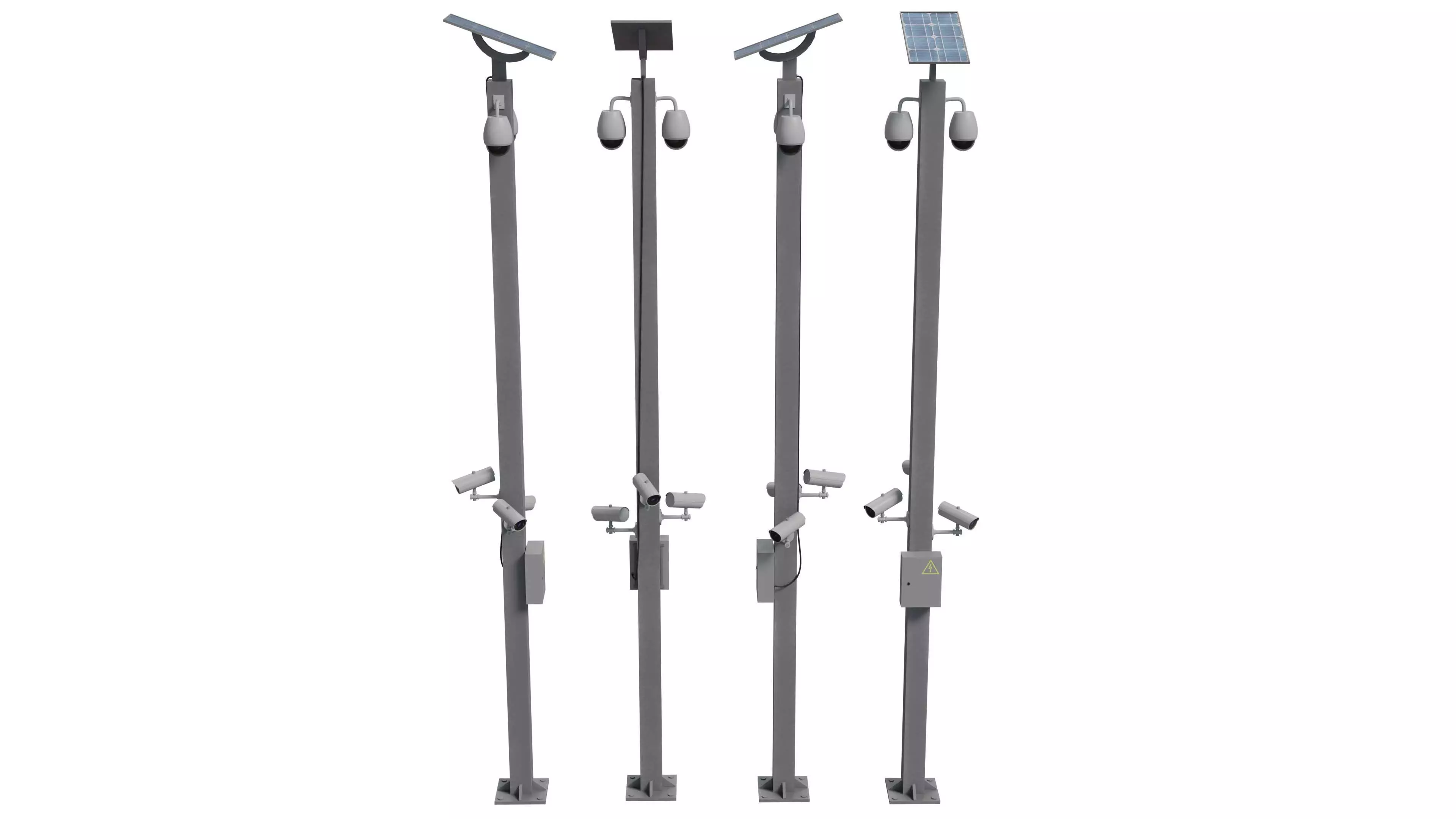 Security Cameras Pole Low-poly 3D model