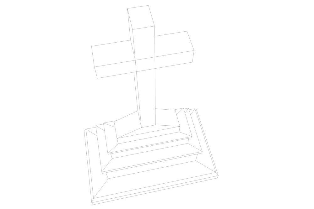 Gravestone 6 Low Poly cross Low-poly 3D model_4