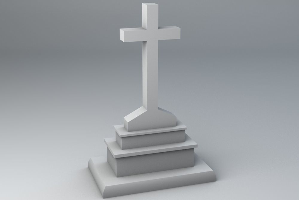 Gravestone 6 Low Poly cross Low-poly 3D model_2
