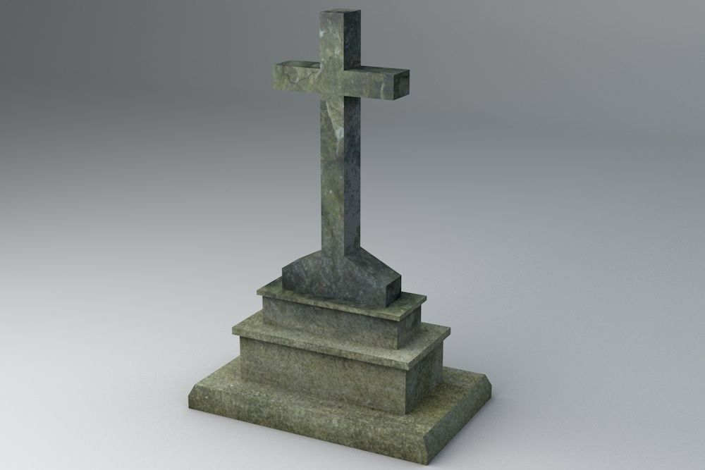 Gravestone 6 Low Poly cross Low-poly 3D model_1