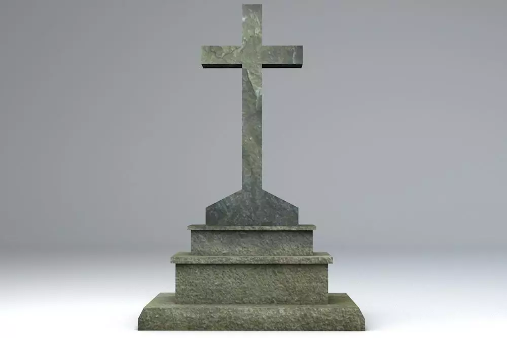 Gravestone 6 Low Poly cross Low-poly 3D model_0