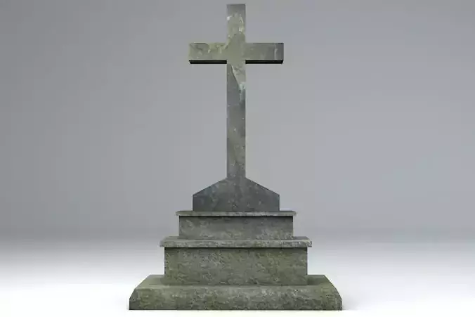 Gravestone 6 Low Poly cross