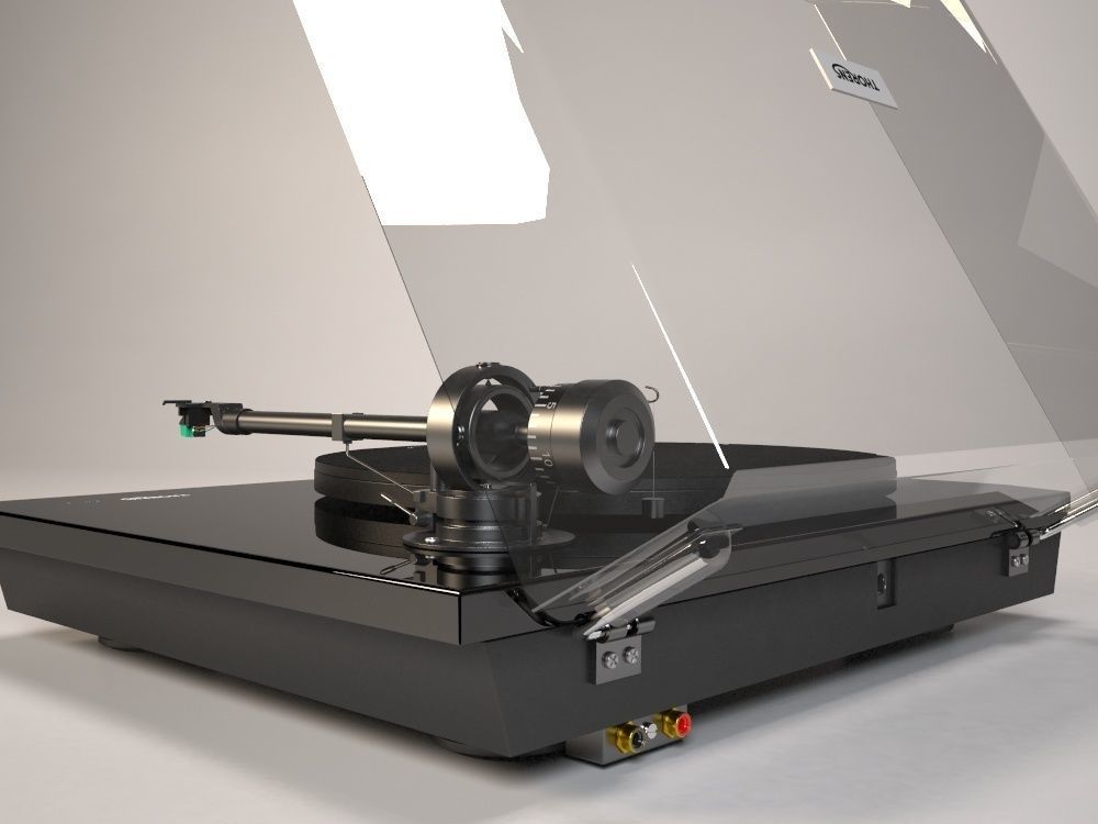 Turntabe and vinyl records 3D model_7