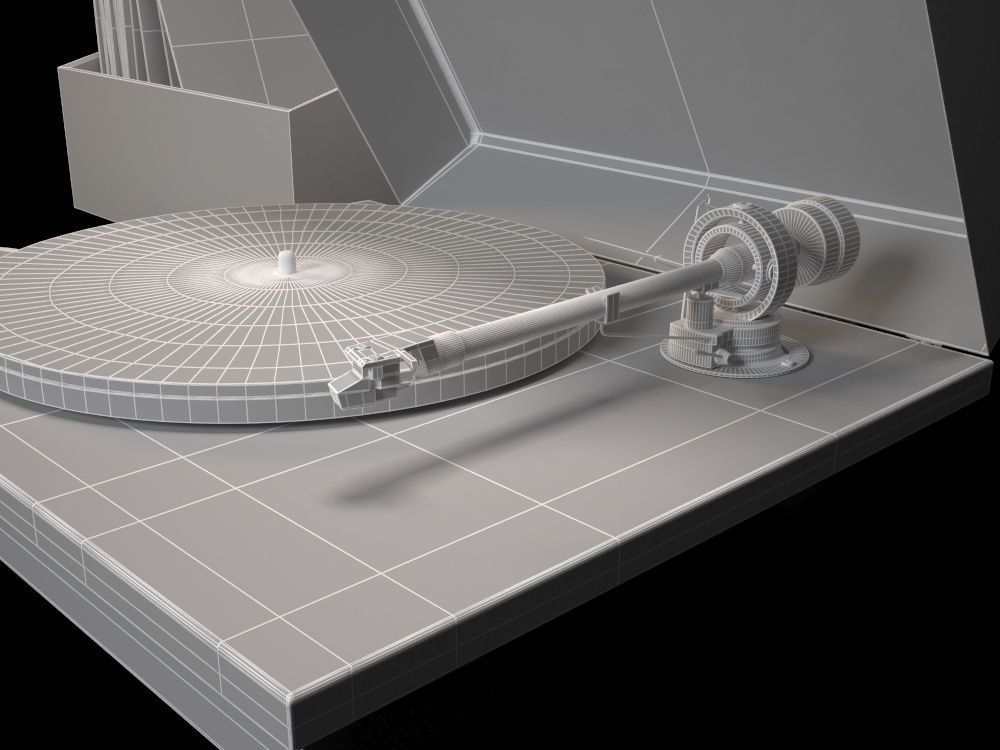 Turntabe and vinyl records 3D model_10