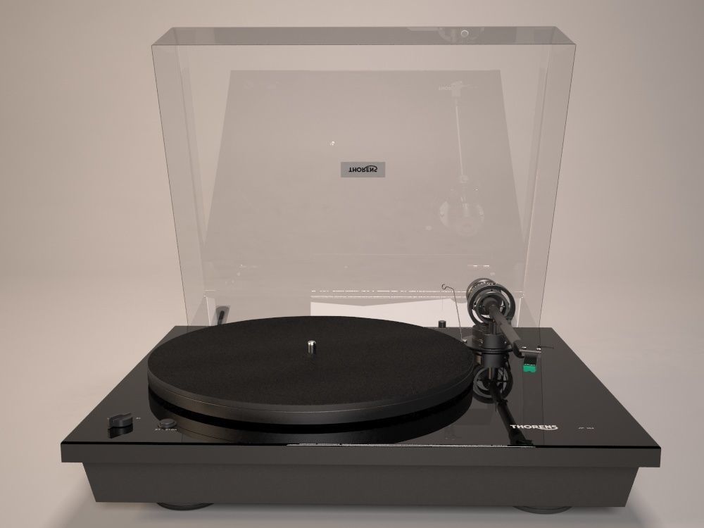 Turntabe and vinyl records 3D model_1